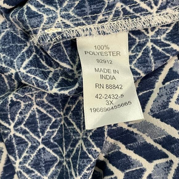 Catherines Womens Plus Size 3X Cold Shoulder Georgette Blue Short Sleeve Top - Picture 7 of 9